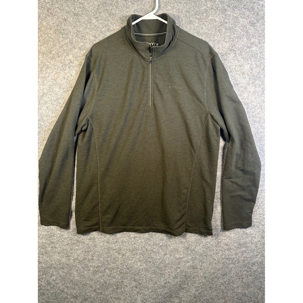 Orvis Classic Collection Mens XL QuarterZipPullover OliveGreen Heathered Stretch